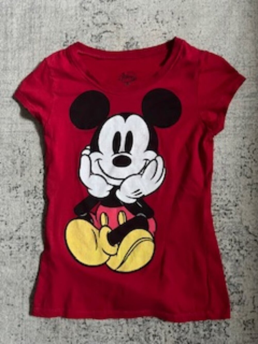 🧡3/15 Disney Red Mickey Mouse T-Shirt Girls L (Women’s S)
